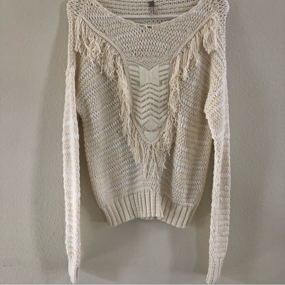 BKE Gorgeous Ivory Ruffle Sweater Top Sz M